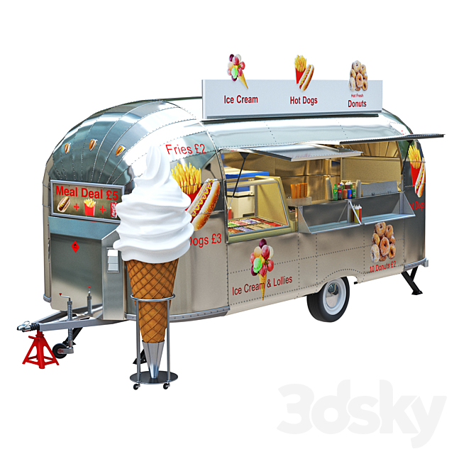 Airstream food truck 3ds Max - thumbnail 2