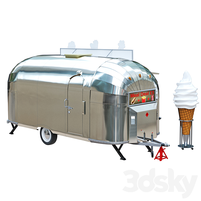 Airstream food truck 3ds Max - thumbnail 3