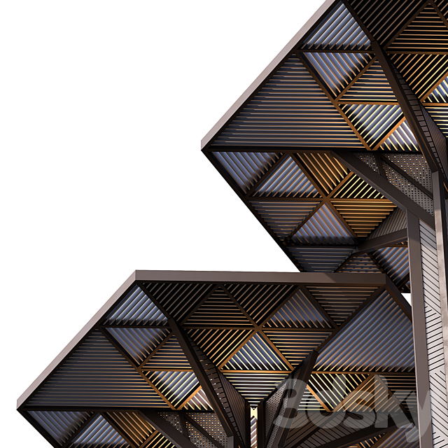 Architectural composition of canopies 3DS Max Model - thumbnail 2