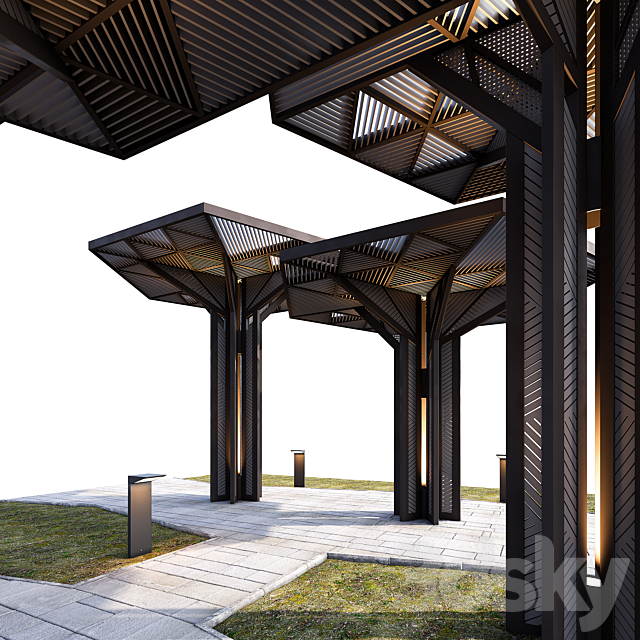 Architectural composition of canopies 3DS Max Model - thumbnail 3