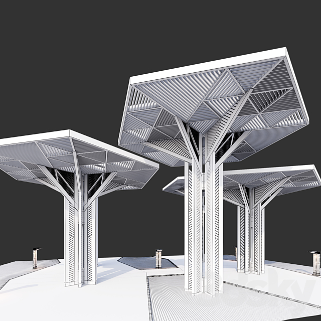 Architectural composition of canopies 3DS Max Model - thumbnail 4