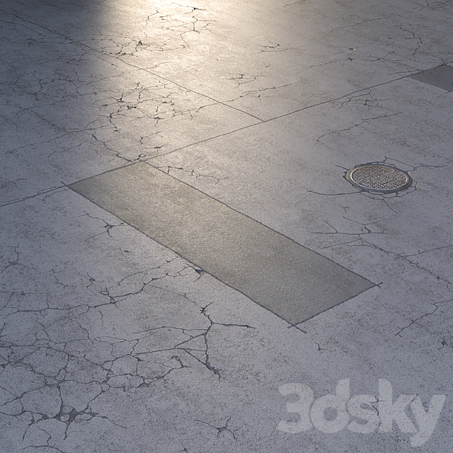 Asphalt with cracks and patches. Editable 3ds Max - thumbnail 1