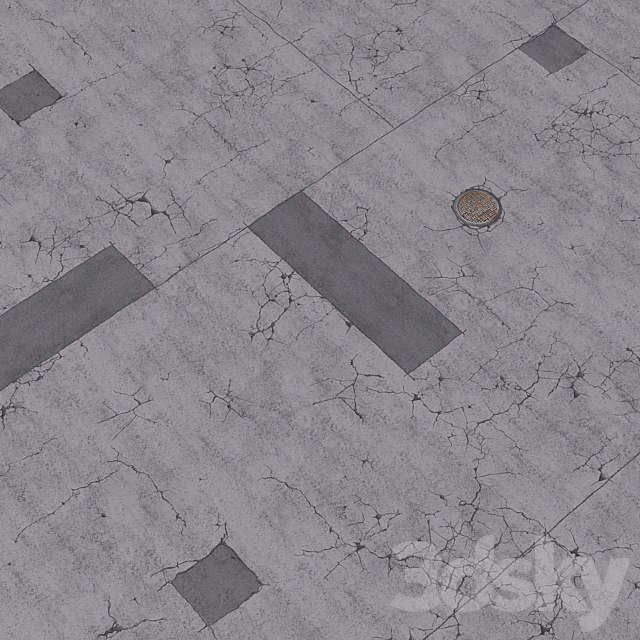 Asphalt with cracks and patches. Editable 3ds Max - thumbnail 2