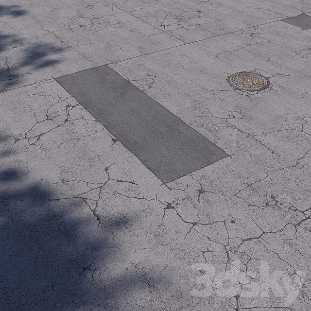 Asphalt with cracks and patches. Editable 3ds Max - thumbnail 3