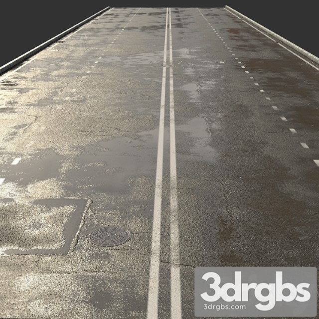 Asphalt With Puddles 3dsmax Download - thumbnail 1