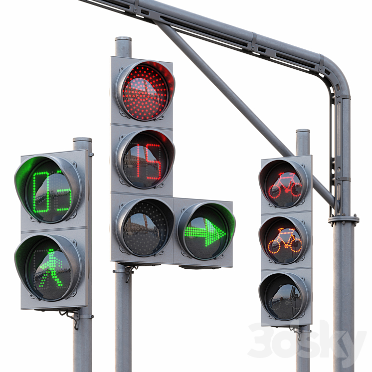 AVE Traffic Lights Set (Animated) 3DS Max - thumbnail 1