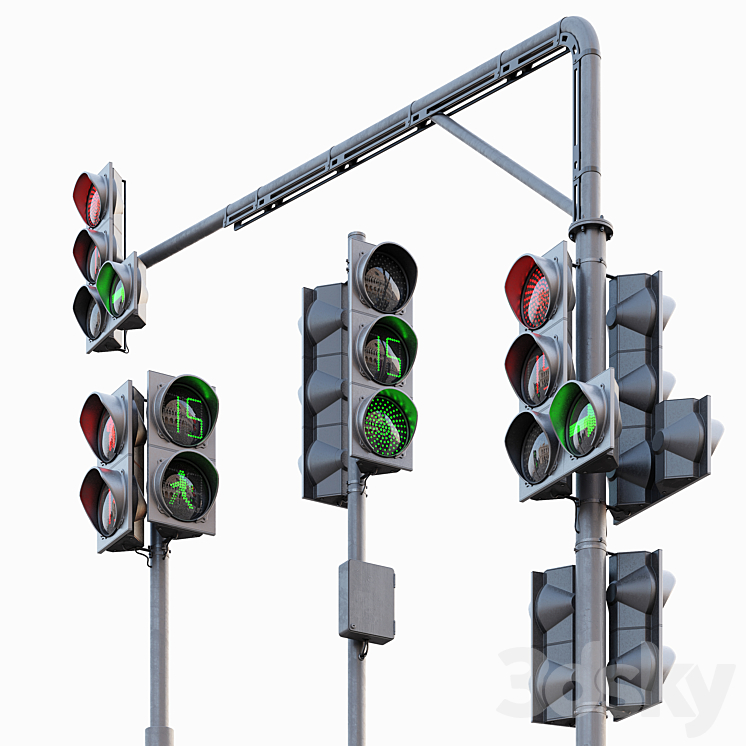 AVE Traffic Lights Set (Animated) 3DS Max - thumbnail 2