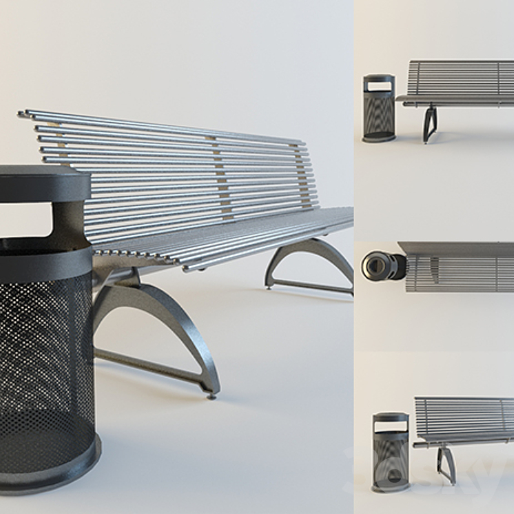 Bench AMC 8 + Urn PA – 7 3DS Max - thumbnail 1