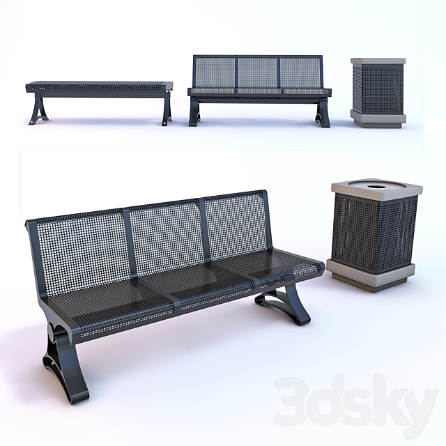 Bench and bin Naman 3DSMax File - thumbnail 1