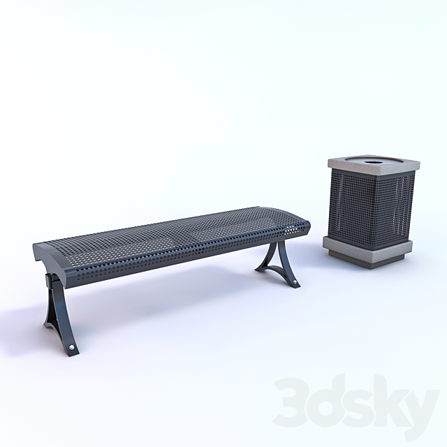 Bench and bin Naman 3DSMax File - thumbnail 2