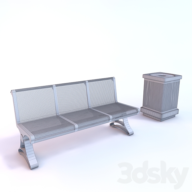 Bench and bin Naman 3DSMax File - thumbnail 3