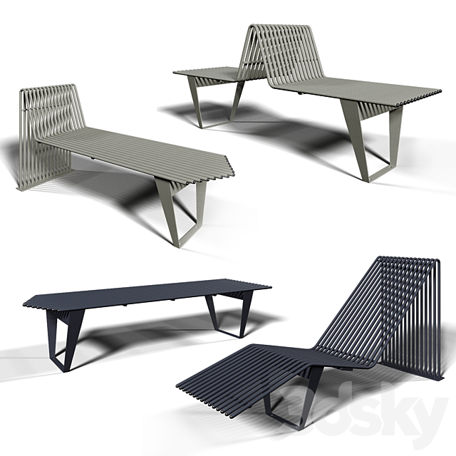 bench and chaise lounge “puntogroup infinity” 3ds Max - thumbnail 1