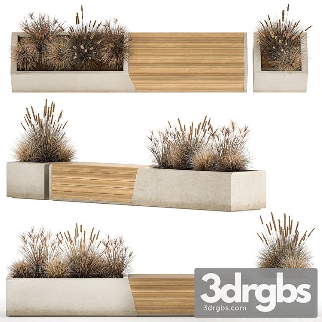 Bench Flower Bed For an Urban Environment 3dsmax Download - thumbnail 1