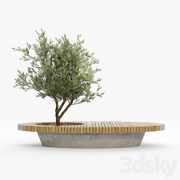 bench flowerbed 3DS Max - thumbnail 2