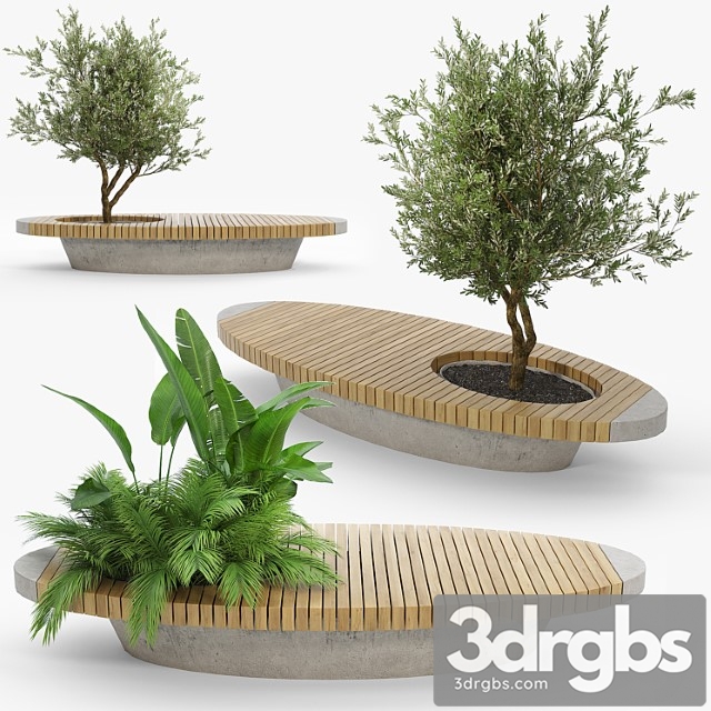 Bench Flowerbed 3dsmax Download - thumbnail 1