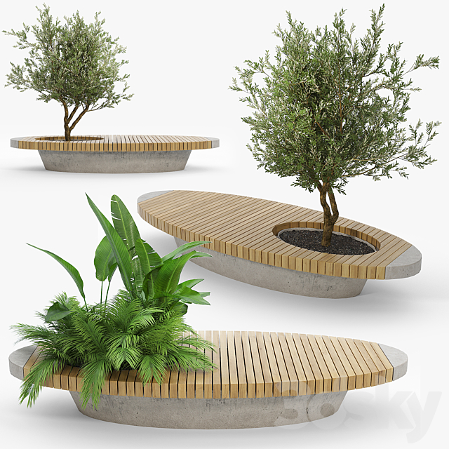 bench flowerbed 3DSMax File - thumbnail 1