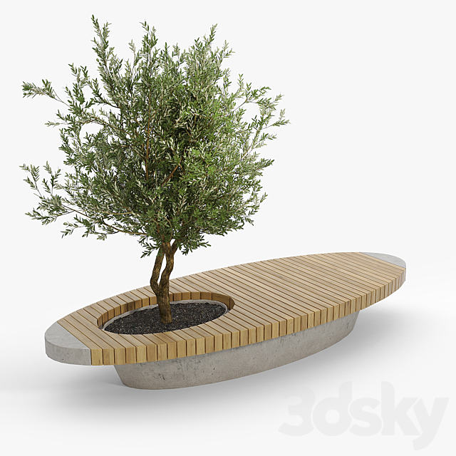 bench flowerbed 3DSMax File - thumbnail 3