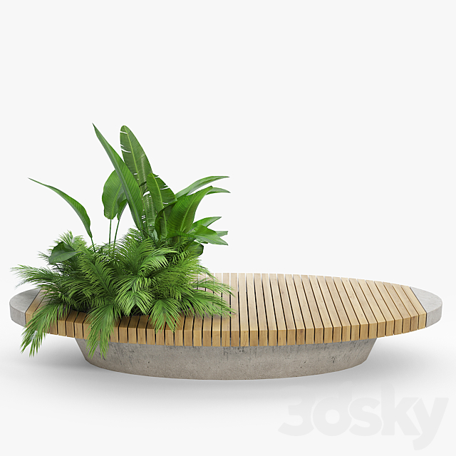 bench flowerbed 3DSMax File - thumbnail 4