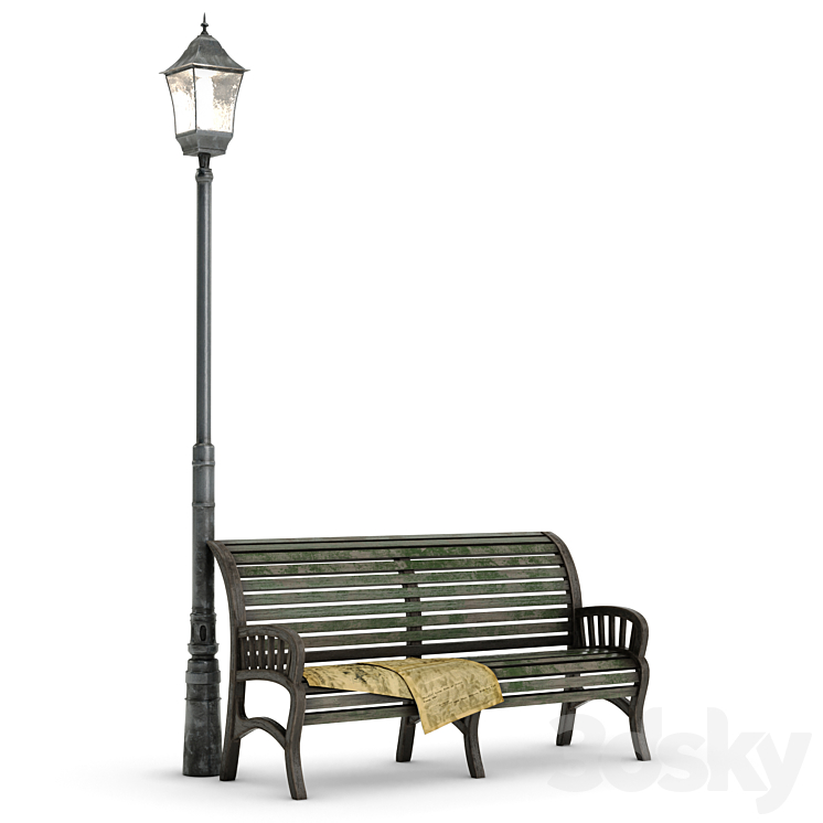 Bench. Lamp 3DS Max - thumbnail 1