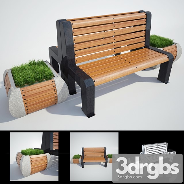 Bench Outdoor 3dsmax Download - thumbnail 1