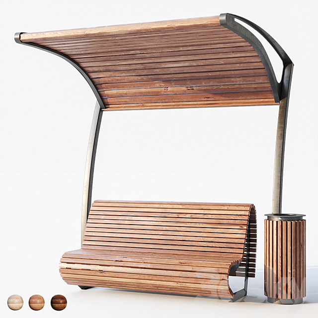 Bench pergola urn. 3ds Max - thumbnail 1