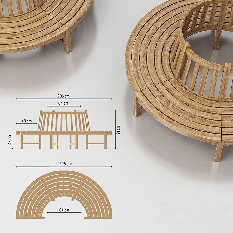 Bench round 3DS Max - thumbnail 2