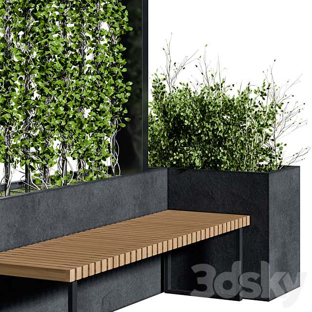 Bench set 02 3DS Max Model - thumbnail 2