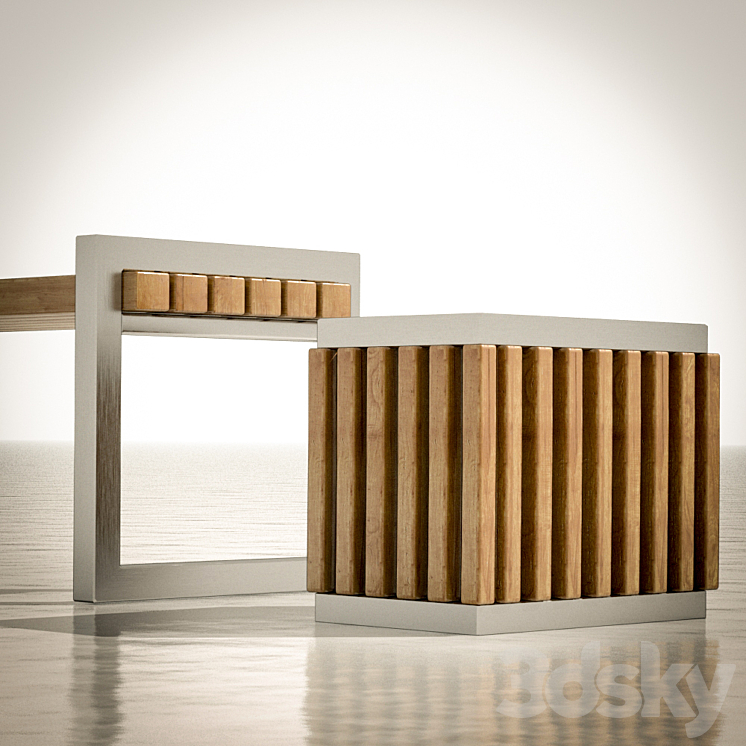 Bench with urn 3DS Max - thumbnail 2