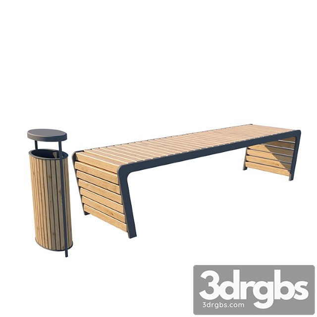 Bench with urn 3dsmax Download - thumbnail 1