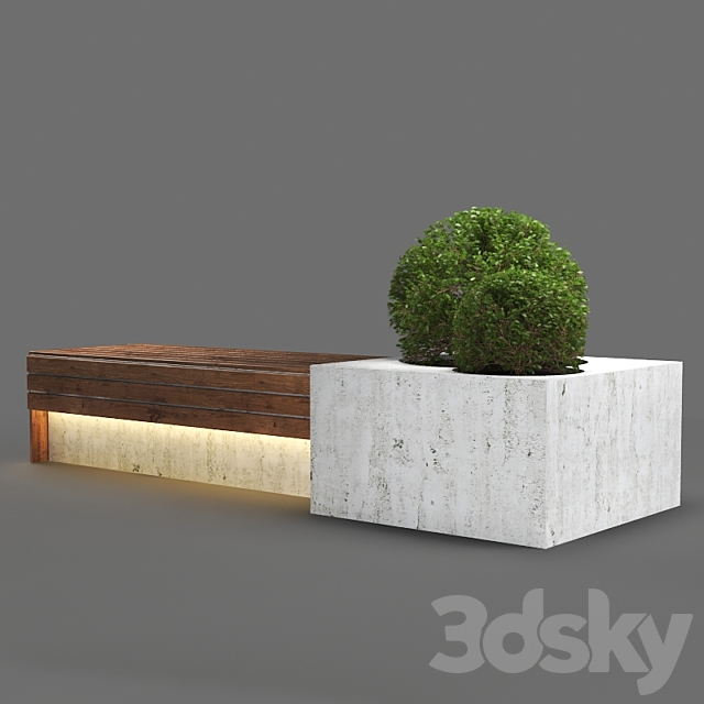 bench1150-280cm 3DS Max Model - thumbnail 2