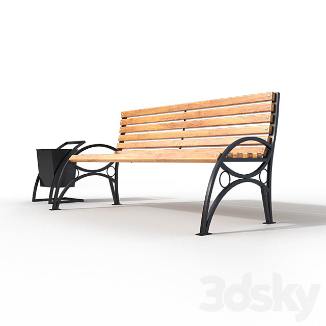 benches and urns 3DS Max Model - thumbnail 3