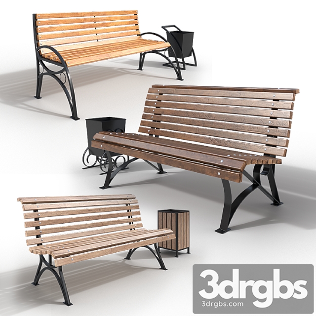 Benches and urns 3dsmax Download - thumbnail 1