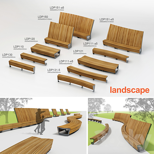 Benches Landscape 3DSMax File - thumbnail 1