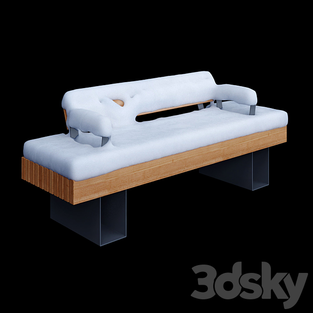 Benches London Adanat under the snow 3ds Max - thumbnail 2