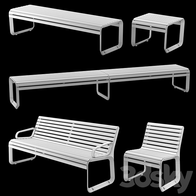 Benches mmcite portiqoa 3DS Max Model - thumbnail 2