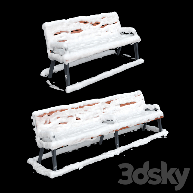 Benches Paris Adanat under the snow 3ds Max - thumbnail 1