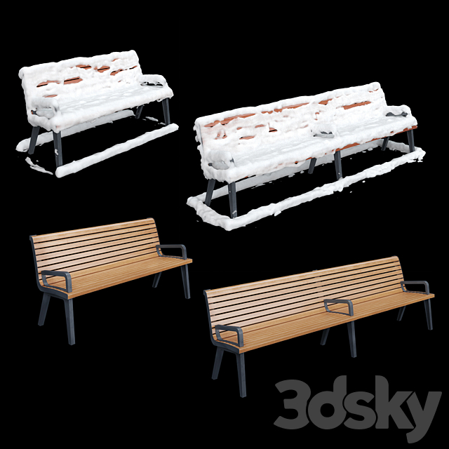 Benches Paris Adanat under the snow 3ds Max - thumbnail 2