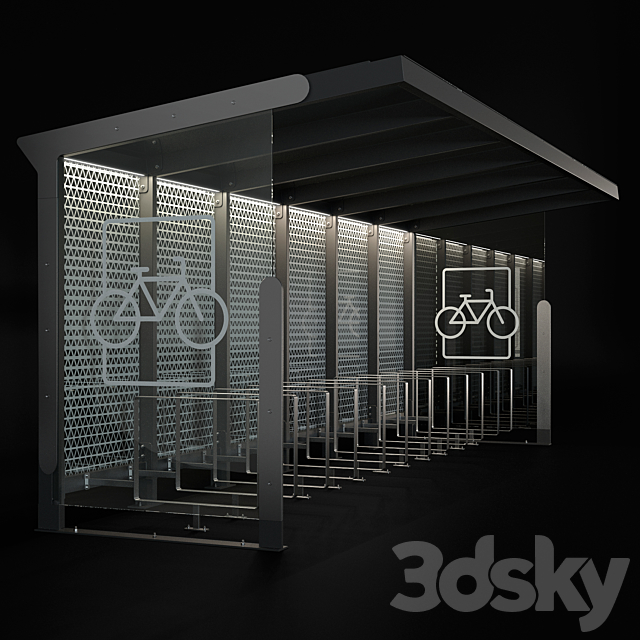 Bicycle parking 3DS Max Model - thumbnail 2