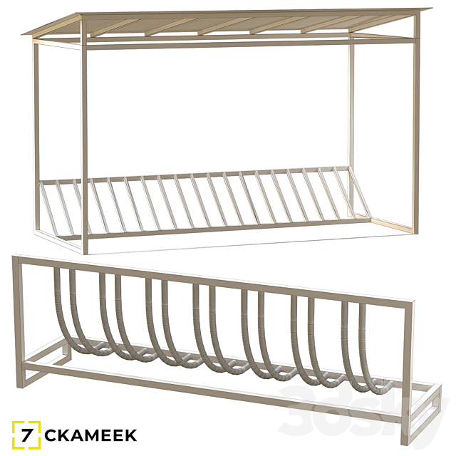 Bicycle parking Cycle stop 2 and bike stop 7 3DS Max Model - thumbnail 2