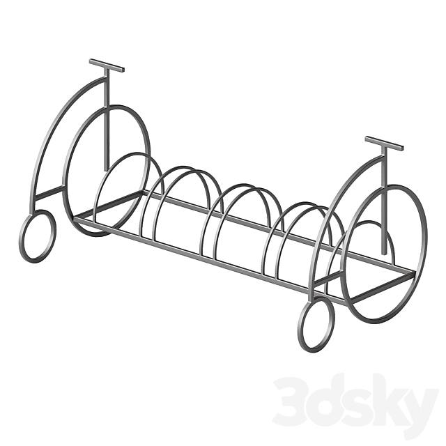 Bicycle parking set 3ds Max - thumbnail 3