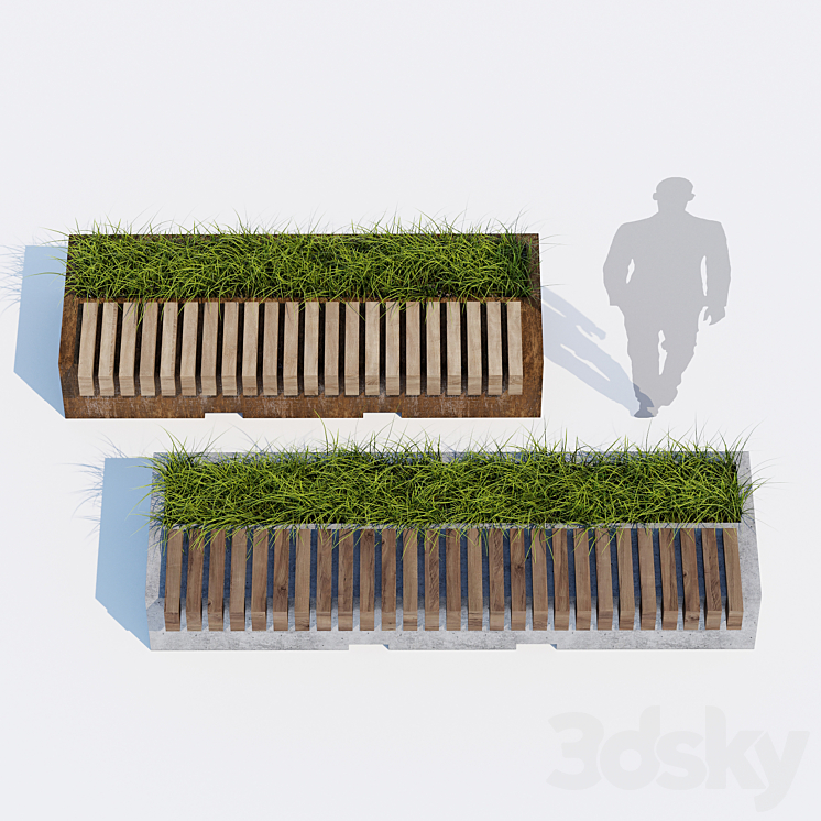 Big green benches 3DS Max - thumbnail 2