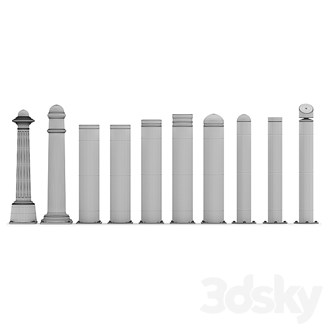 Bollard set 3DSMax File - thumbnail 3