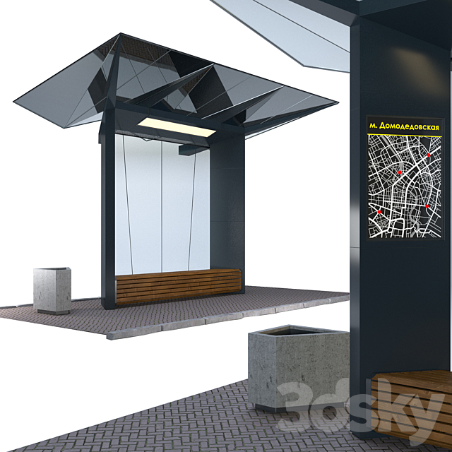 Bus stop 02 3ds Max - thumbnail 1