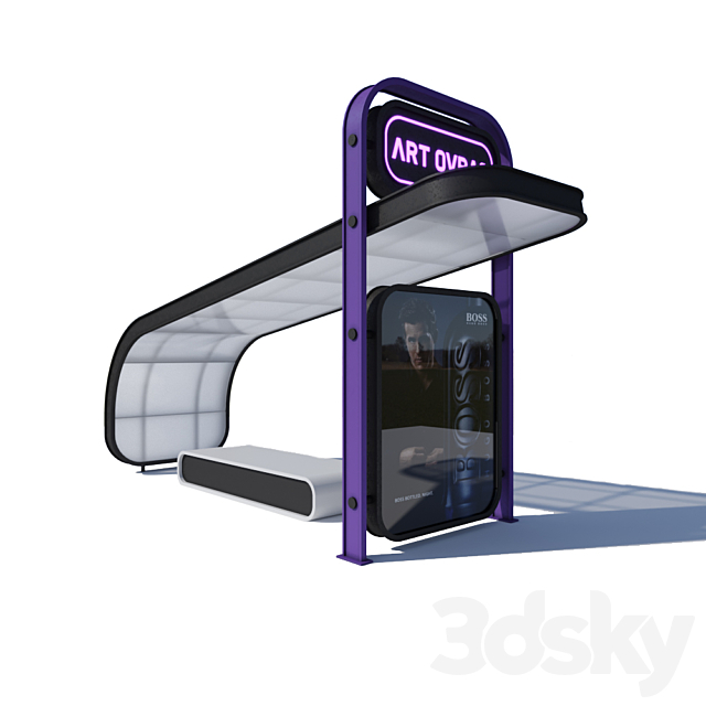 Bus stop 2 3DS Max Model - thumbnail 2