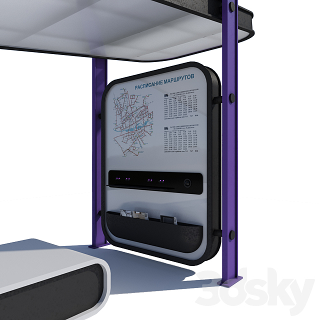 Bus stop 2 3DS Max Model - thumbnail 3