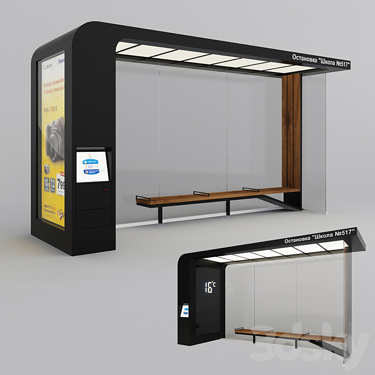 bus stop 3DS Max - thumbnail 1