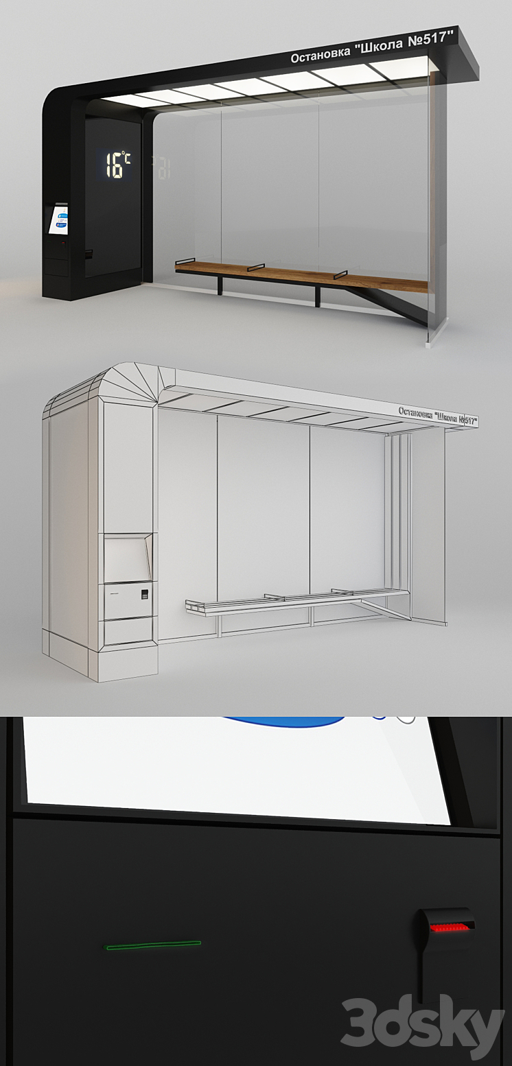 bus stop 3DS Max - thumbnail 2