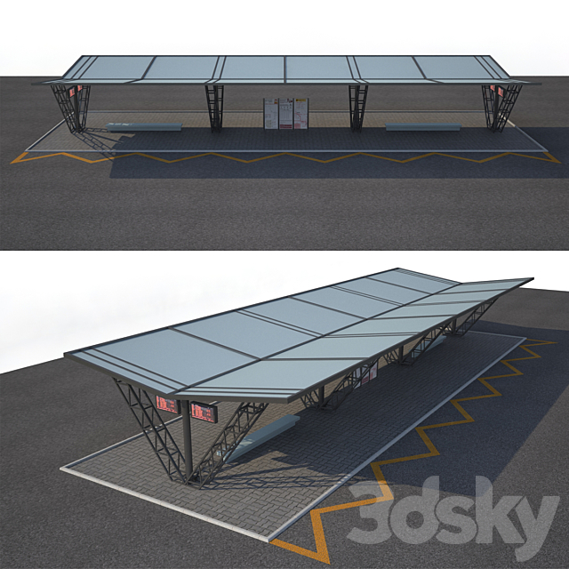 Bus Stop Bus Station 2 3ds Max - thumbnail 2