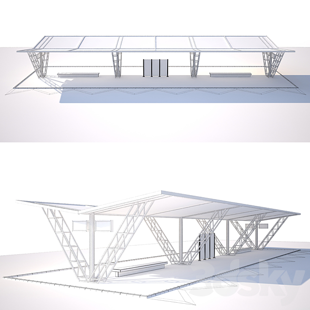 Bus Stop Bus Station 2 3ds Max - thumbnail 3