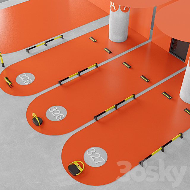 Car park accessories pack 3ds Max - thumbnail 3